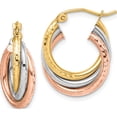 thumbnail image 1 of 14K Tri-Color Textured Triple Hoop Earrings Made In Peru tf1485, 1 of 5