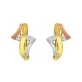 thumbnail image 1 of 14K Tri-Tone Gold Cubic Zirconia Fancy Semi-Hoop Earrings, 1 of 1