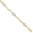 thumbnail image 1 of 14K Tri-Tone Gold Fancy Necklace Chain Tri-color Polished Link Bracelet 7.5 inch 6 mm, 1 of 6