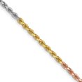 thumbnail image 1 of 14K Tri-Tone Gold Rope Chain Necklace Tri-colored 20 inch 2.5 mm Diamond-cut with Lobster Clasp, 1 of 4