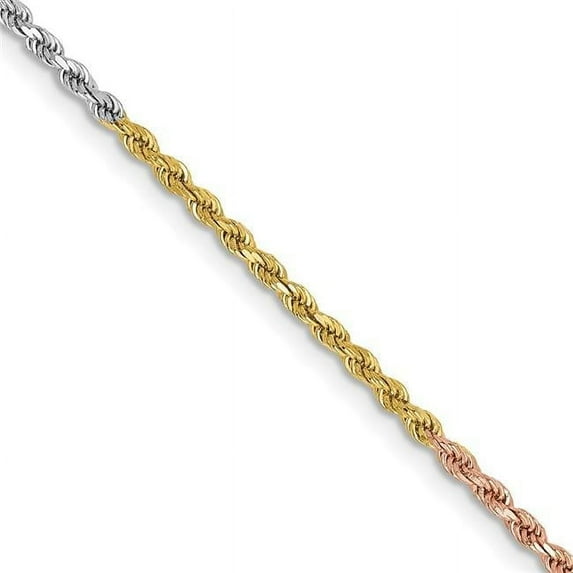 14K Tri-color 1.75 mm D-C Rope Chain