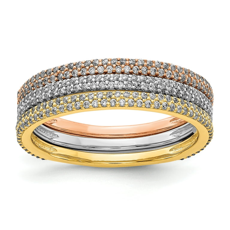 Tri color gold stackable rings deals