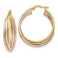 thumbnail image 1 of 14K Tri-color Polished Twisted Hoop Earrings 14k Tri-Color Earrings, 1 of 1