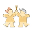 thumbnail image 1 of 14K Tri-color Small Girl on Left & Boy on Right Engravable Charm, 1 of 1