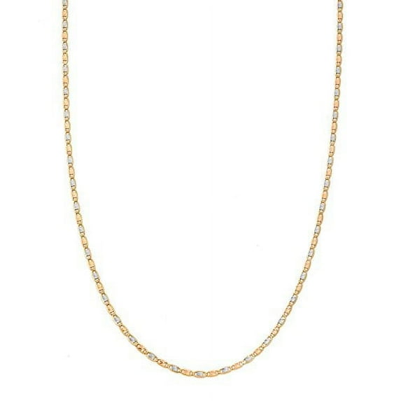14K Tricolor Gold 1.5mm Solid Diamond Cut Valentino Chain Necklace, 18 inch
