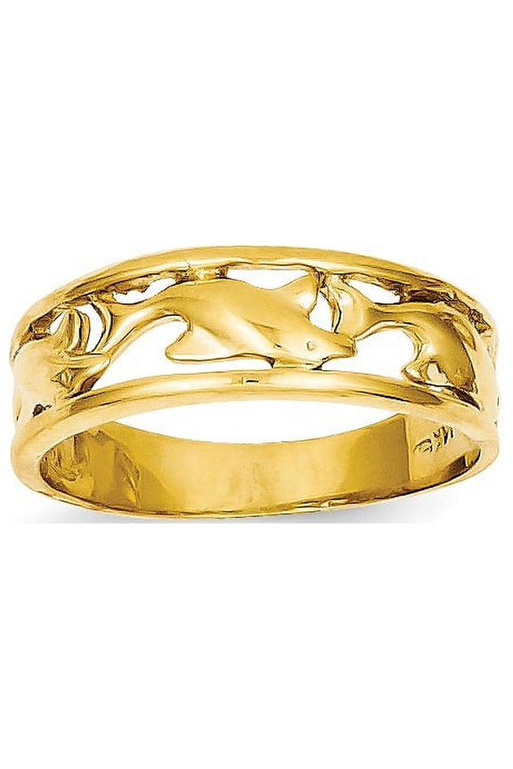 14K Triple Dolphin Band Ring