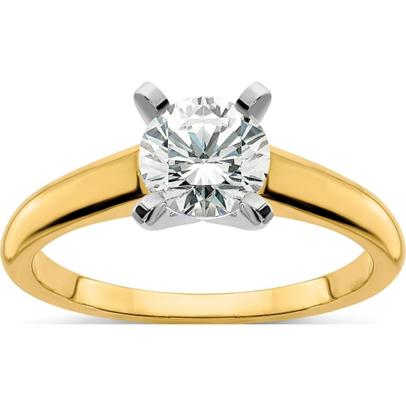 14K Two-Tone 14Ktt 4mm Rnd Solit. Lab Grown Diamond Si1/Si2, J, Ring Sz 7 (Size 7) Made In India rm5965r-025-7lj