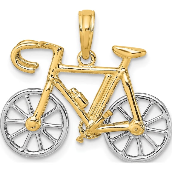 14K Two-Tone 3-D Ten Speed Bicycle Charm (15.4 X 22.9) Made In United States k9161