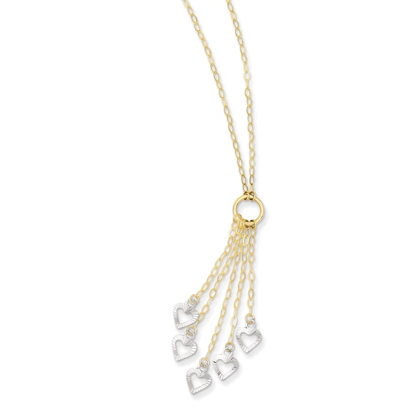 14K Two-Tone Adjustable Heart Drop Necklace