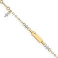 thumbnail image 1 of 14K Two-Tone Baby Polished And Textured Cross With 1In Ext. Id Bracelet (4.5 X 5) Made In Turkey bid88-4.5, 1 of 5