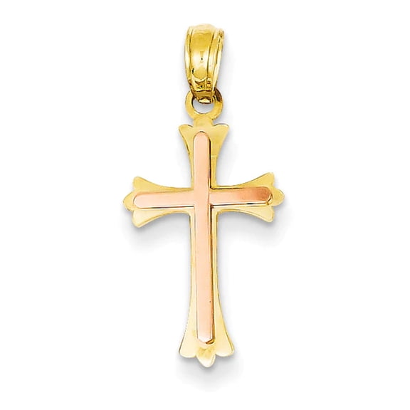 14K Two-Tone Cross Charm K9067