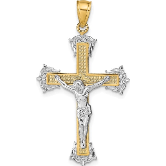 14K Two-Tone Crucifix Pendant (35 X 24) Made In United States c4519