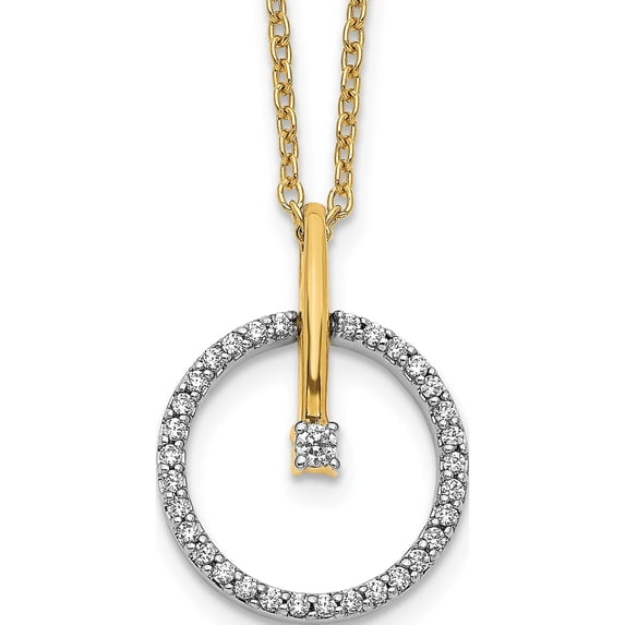 14K Two-Tone Diamond Circle 18 Inch Necklace (18 X 14) Made In India pm3803-020-ywa