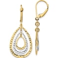 thumbnail image 1 of 14K Two-Tone Diamond Cut Leverback Earrings (41 X 15) Made In Turkey th882, 1 of 5