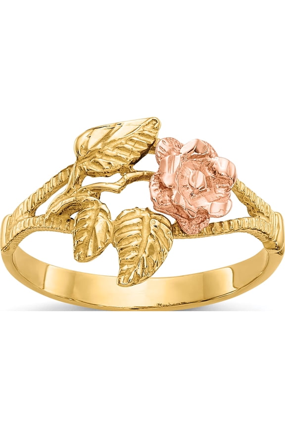14K Two-tone Two-tone Diamond-Cut Rose Ring