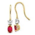 thumbnail image 1 of 14K Two Tone Diamond & Oval Ruby Earrings, 1 of 1