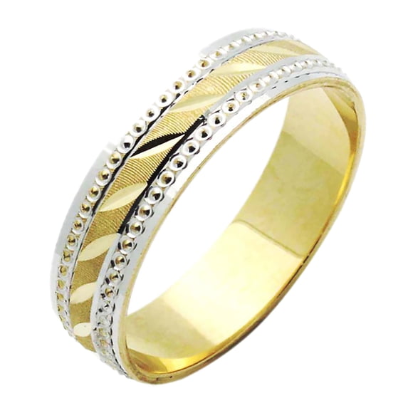 14K Two Tone Gold 5mm Wedding Band (Size 6 to 12), 9