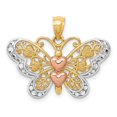 thumbnail image 1 of 14K Two Tone Gold Butterfly Pendant Charm Jewelry 20 x 24 mm, 1 of 3