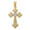 thumbnail image 1 of 14K Two-Tone Gold Charm Pendant 25 mm 16 Rhodium Diamond-Cut Cross, 1 of 4