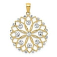 thumbnail image 1 of 14K Two-Tone Gold Charm Pendant 34 mm 25 & Rhodium Diamond-Cut Flower, 1 of 4