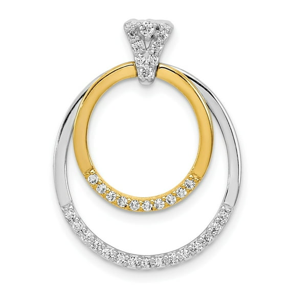 14K Two-Tone Gold Charm Pendant Lab Grown Diamond Si1 Si2, G H I, Fancy Circle