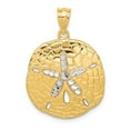 thumbnail image 1 of 14K Two-Tone Gold Charm Pendant Men'S 30 mm 21 & Rhodium Polished Diamond-Cut Sand Dollar, 1 of 3