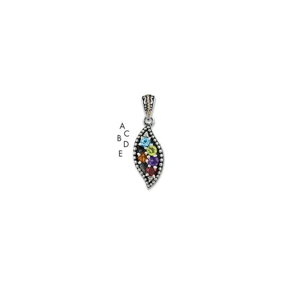 14K Two-Tone Gold Charm Pendant Mother'S & Family Yellow Semi Mount Round Diamond 19 mm 9