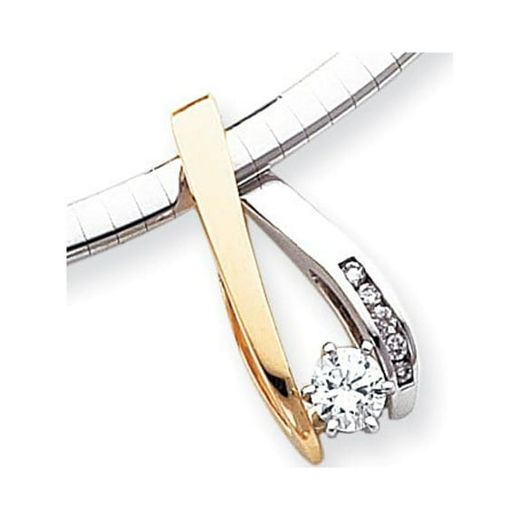 14K Two-Tone Gold Charm Pendant Slide 27 mm 12 Peg Set Mounting