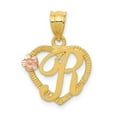 thumbnail image 1 of 14K Two-Tone Gold Charm Pendant Themed 22 mm 16 Initial R In Heart, 1 of 4