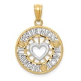 thumbnail image 1 of 14K Two-Tone Gold Charm Pendant Themed 23 mm 16 And Rhodium Friends, Laugh, Love Circle, 1 of 4