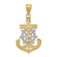 thumbnail image 1 of 14K Two-Tone Gold Charm Pendant Themed 30 mm 17 With Rhodium Diamond-Cut Mariners Cross, 1 of 4