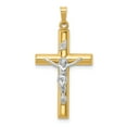 thumbnail image 1 of 14K Two-Tone Gold Charm Pendant Themed 39 mm 20 Inri Hollow Crucifix, 1 of 2