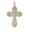 thumbnail image 1 of 14K Two-Tone Gold Charm Pendant Themed 50 mm 30 Diamond-Cut Layered Cross, 1 of 3