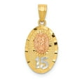 thumbnail image 1 of 14K Two-Tone Gold Charm Pendant Themed White 15 Flat Back Diamond-Cut 21.97 mm 10.5, 1 of 4