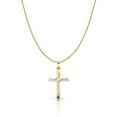 thumbnail image 1 of 14K Two Tone Gold Cross Charm Pendant with 0.9mm Wheat Chain Necklace - 18", 1 of 3
