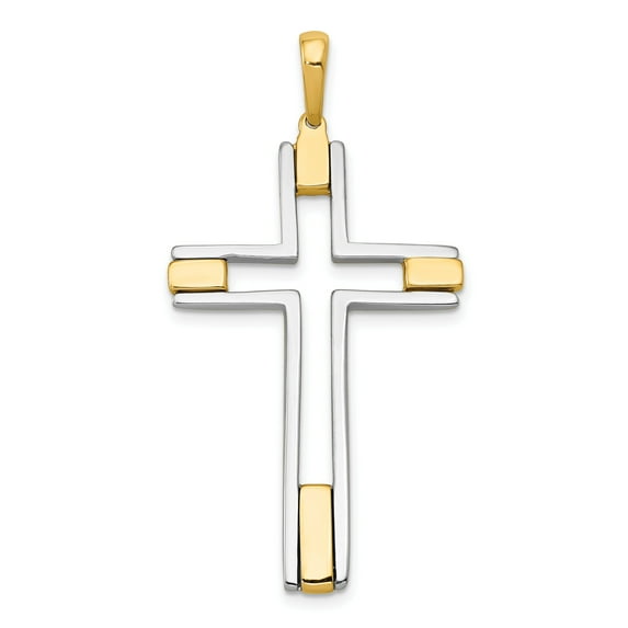 14K Two Tone Gold Cross Pendant Charm Jewelry