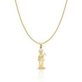 thumbnail image 1 of 14K Two Tone Gold Devil Charm Pendant with 0.9mm Wheat Chain Necklace - 24", 1 of 4