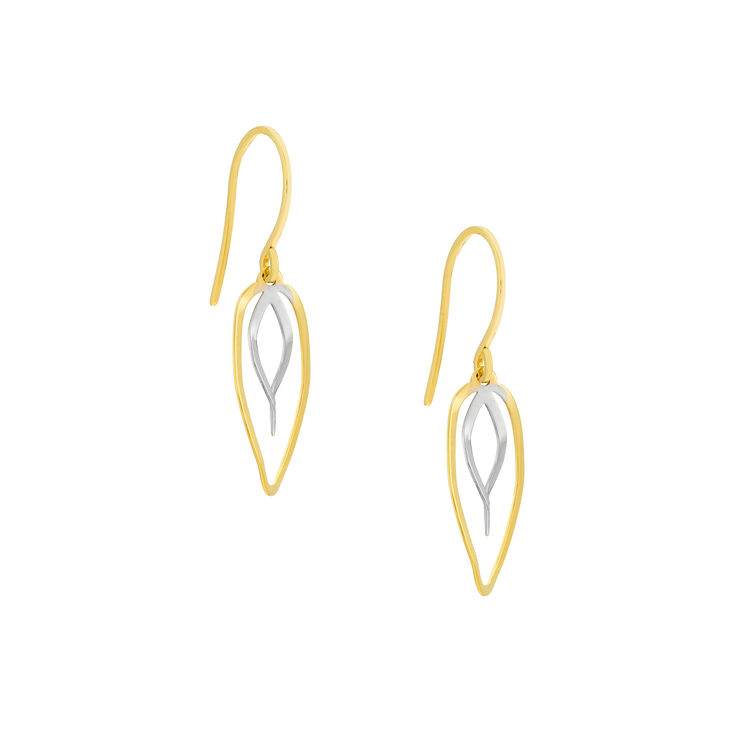 JEWELRY ADDICT 14K Two-Tone Gold Double Curved Dangle Wire Earrings - Women