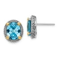 thumbnail image 1 of 14K Two-Tone Gold Earring Button Yellow Women'S Swiss Blue Topaz Oval 10 mm, 1 of 3