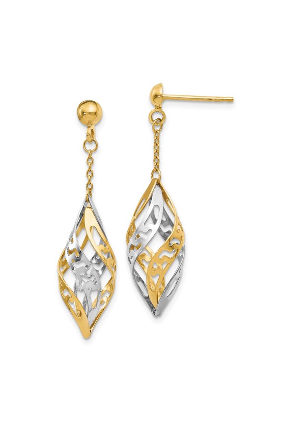 14K Two-Tone Gold Earring Drop & Dangle Women'S 39 mm 9