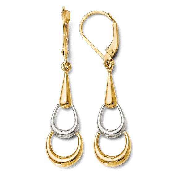 14K Two-Tone Gold Earring Drop & Dangle Women'S Textured 41 mm 10