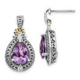 thumbnail image 1 of 14K Two-Tone Gold Earring Drop & Dangle Yellow Women'S Amethyst Pear Purple Diamond Round 24 mm 13, 1 of 3