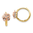 thumbnail image 1 of 14K Two-Tone Gold Earring Hinged Huggie Women'S Cubic Zirconia CZ 12 mm 7, 1 of 3