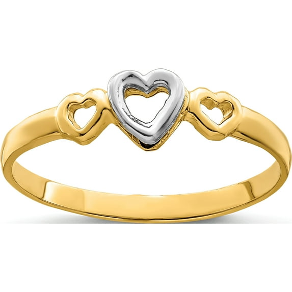 14K Two-Tone Gold Hearts Ringsize 6 (Width 1.7) - Jbsp
