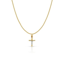14k Two-tone White and Yellow Gold Small Fleuree Cross 18-inch Chain Necklace 14k Two-tone White and Yellow Gold Small Fleuree Cross 18-inch Chain Necklace