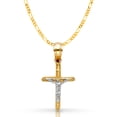 thumbnail image 1 of 14K Two Tone Gold Jesus Crucifix Cross Pendant with 1.9mm Figaro 3+1 Chain Chain Necklace - 22", 1 of 4