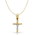 thumbnail image 1 of 14K Two Tone Gold Jesus Crucifix Cross Religious Charm Pendant with 0.6mm Box Chain Necklace - 24", 1 of 4
