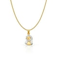 thumbnail image 1 of 14K Two Tone Gold Jesus Face Charm Pendant with 1.1mm Wheat Chain Necklace - 20", 1 of 4