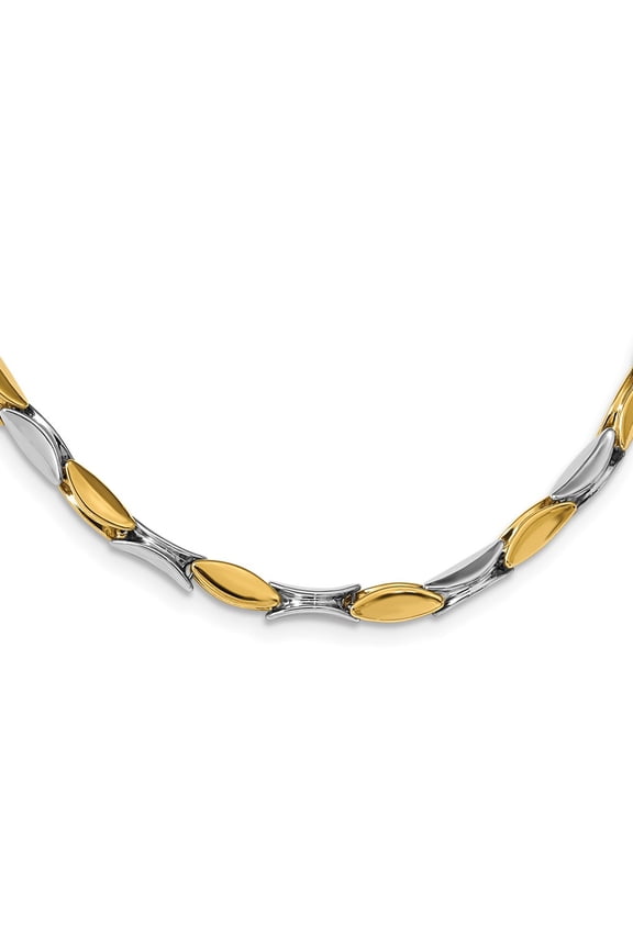 14K Two-Tone Gold Link Fancy Necklace Chain Polished 17 inch 5 mm
