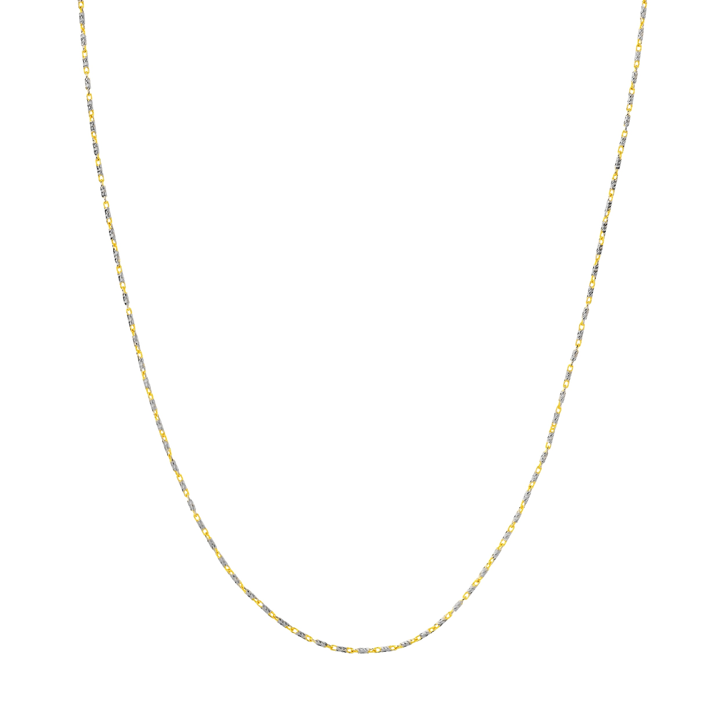 JEWELRY ADDICT 14K Two-Tone Gold Men & Women's 20" 1.20mm Diamond Cut Lumacina Chain Necklace